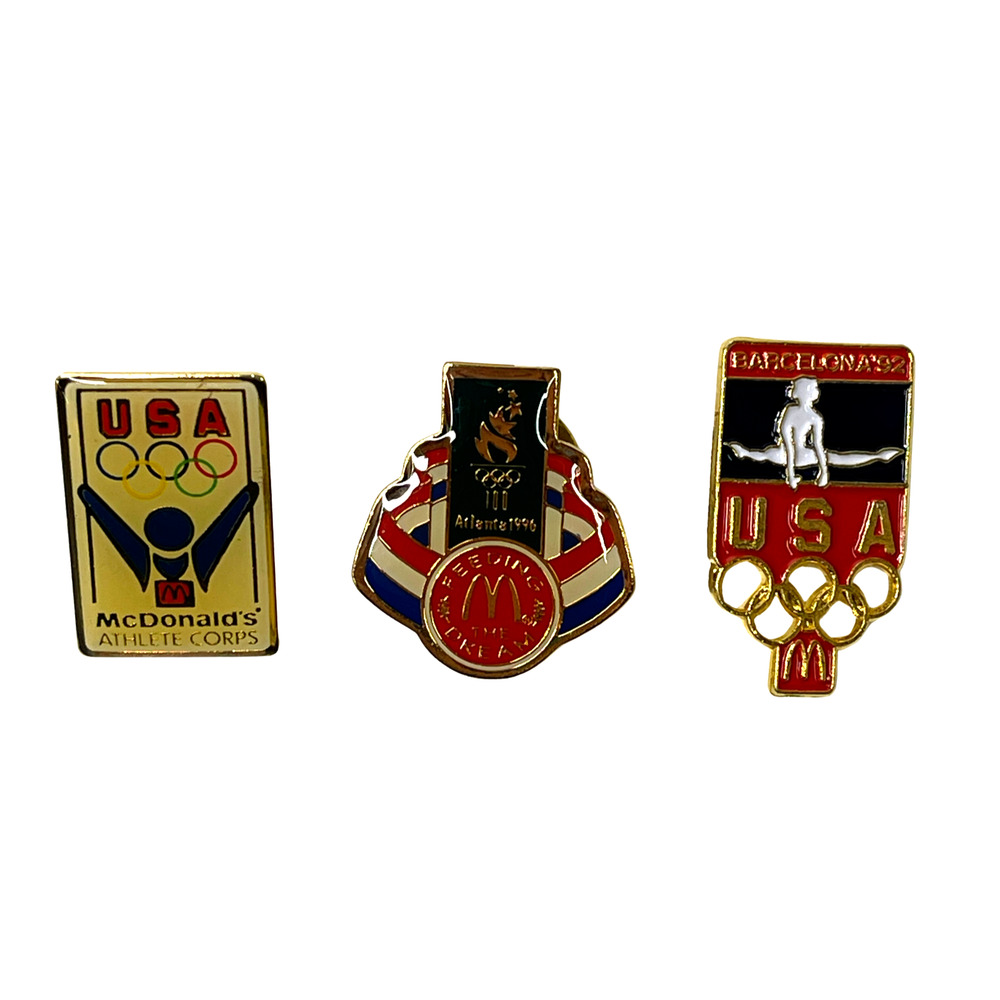 McDonald’s Souvenir Lapel Pin USA Barcelona 92 Athlete Corps Atlanta Olympics